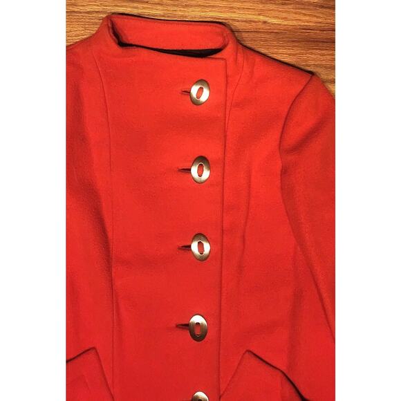 Vintage Pauline Trigere Bergdorf Goodman Large Vermillion Wool Coat Union Made - Picture 3 of 14